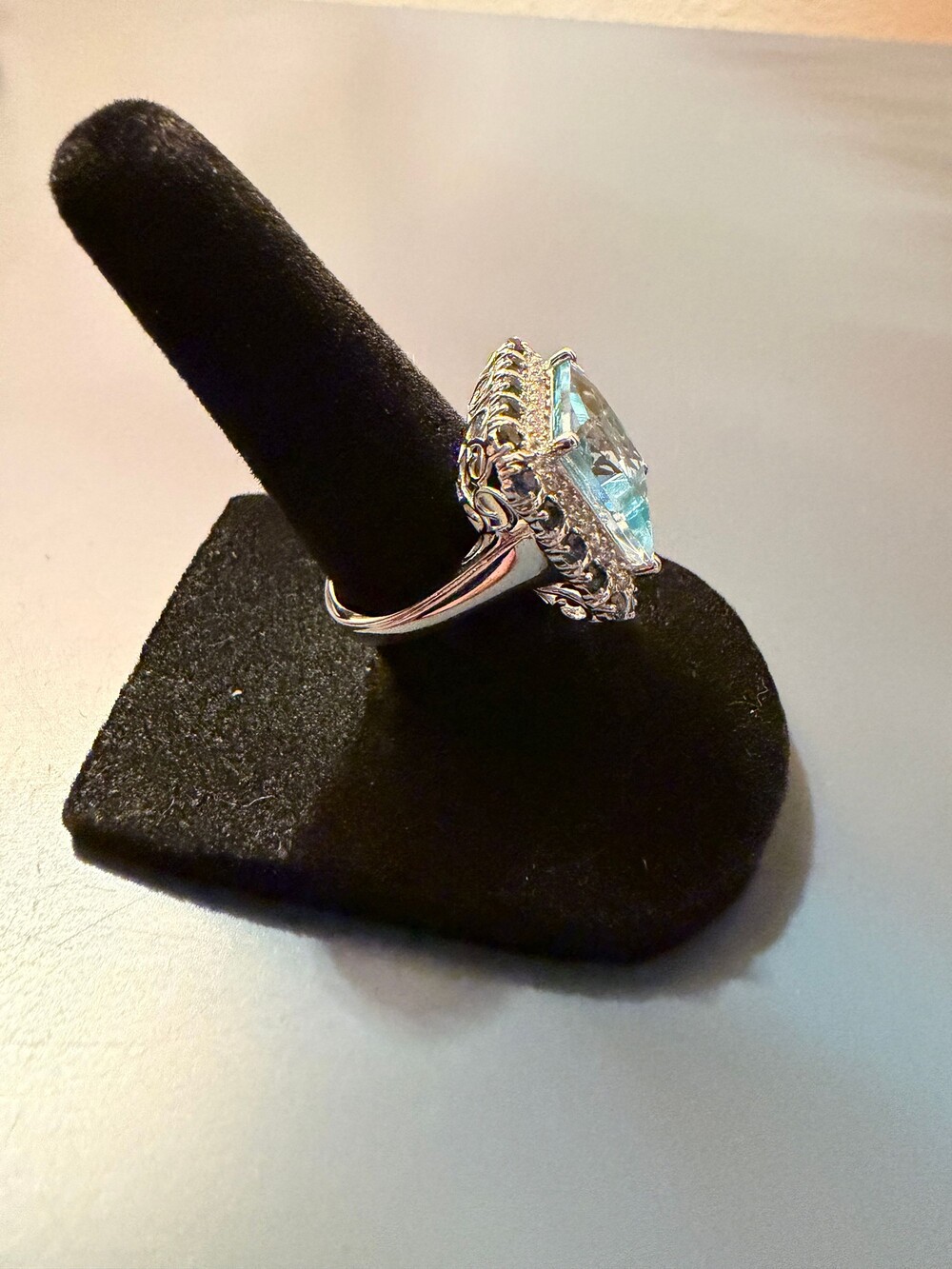 Affinity Gems Square Cut Gemstone Sterling Silver blue topaz white zircon cockta - Picture 4 of 6